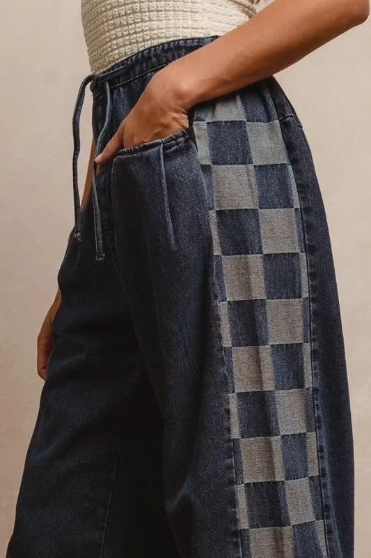 BiBi Washed Denim Mix And Match Long Pants OutfitFlow