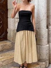Back Zipper Tube Top and Midi Skirt Set OutfitFlow