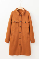 Textured Button Down Collared Neck Coat OutfitFlow