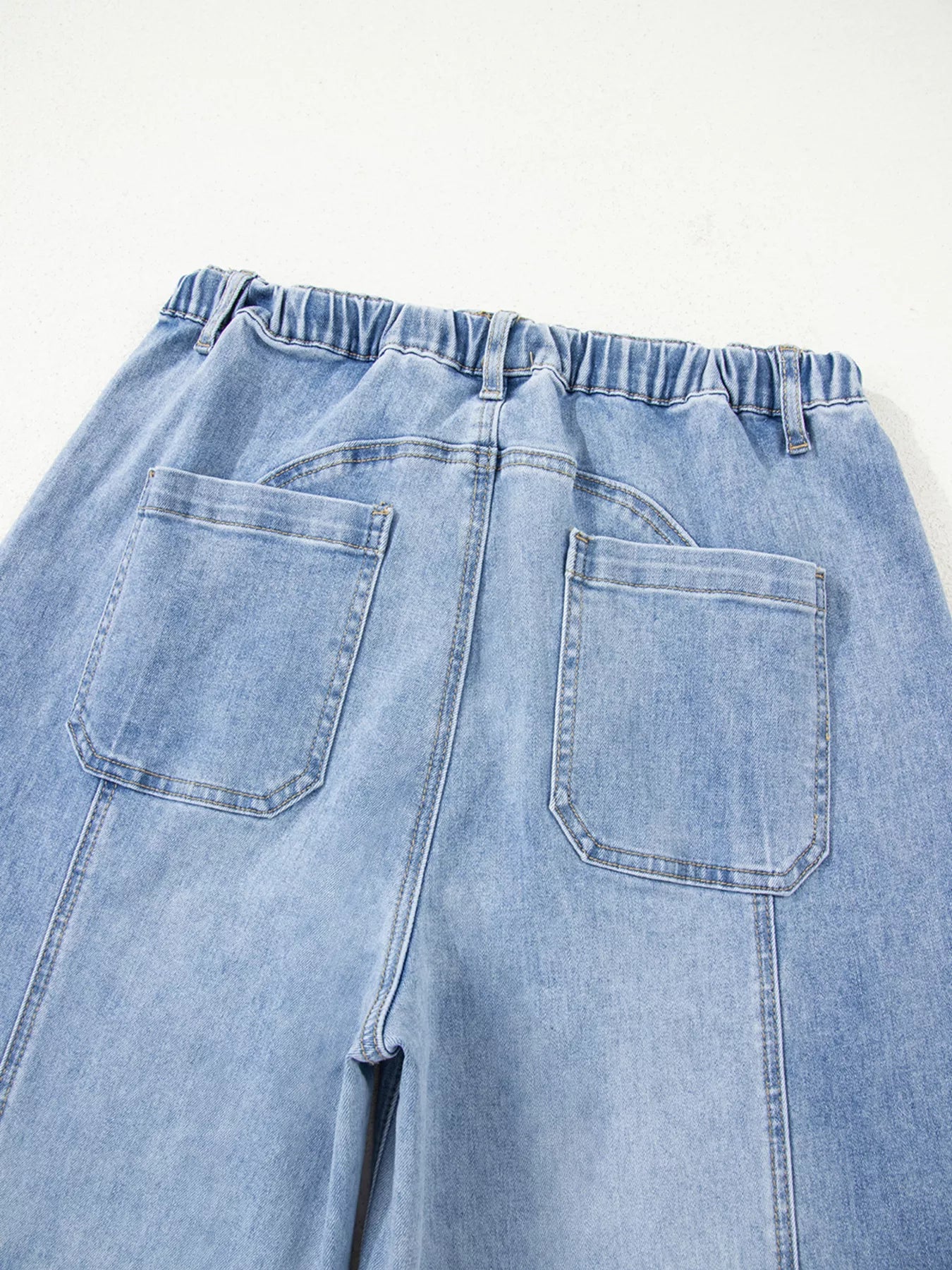 Wide Leg Drawstring Raw Hem Jeans OutfitFlow