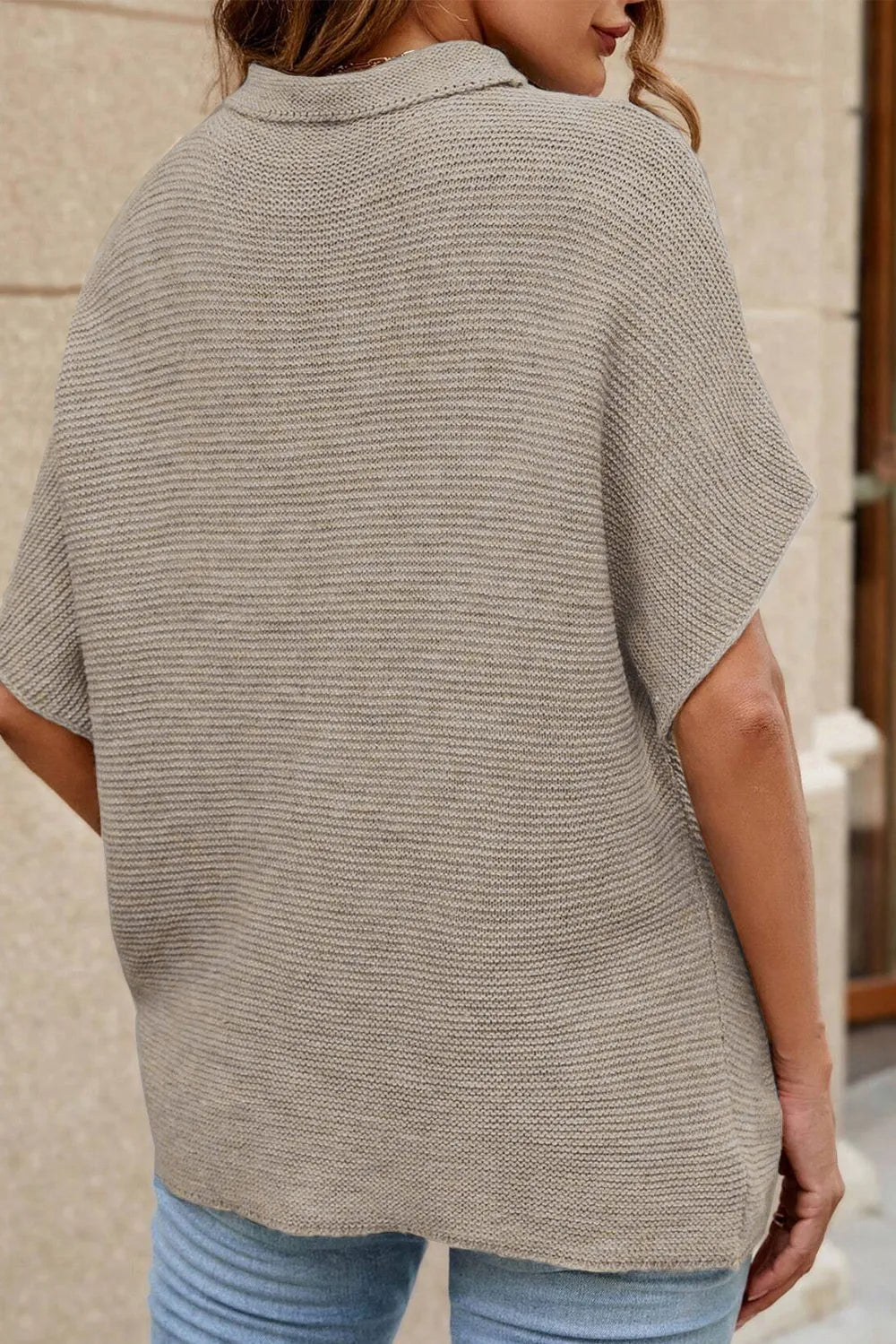 Mock Neck Short Sleeve Sweater Trendsi