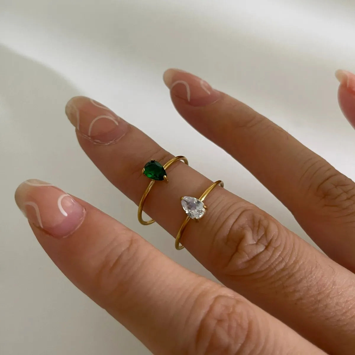 2-Piece 18K Gold-Plated Inlaid Zircon Open Ring OutfitFlow