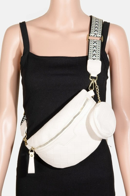 Outfit Flow - Fame PU Leather Weave Textured Crossbody Bag with Coin Purse