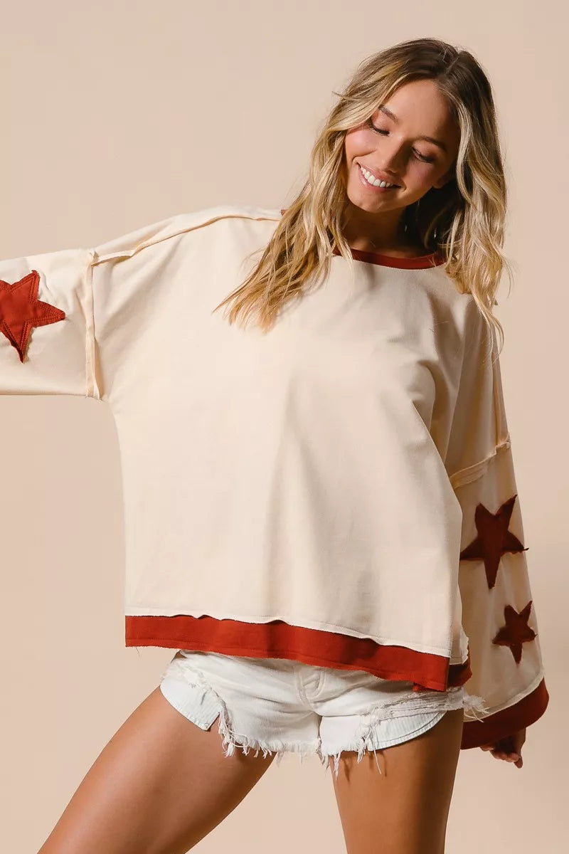 BiBi French Terry Top With Patch Detail Sweatshirt Trendsi