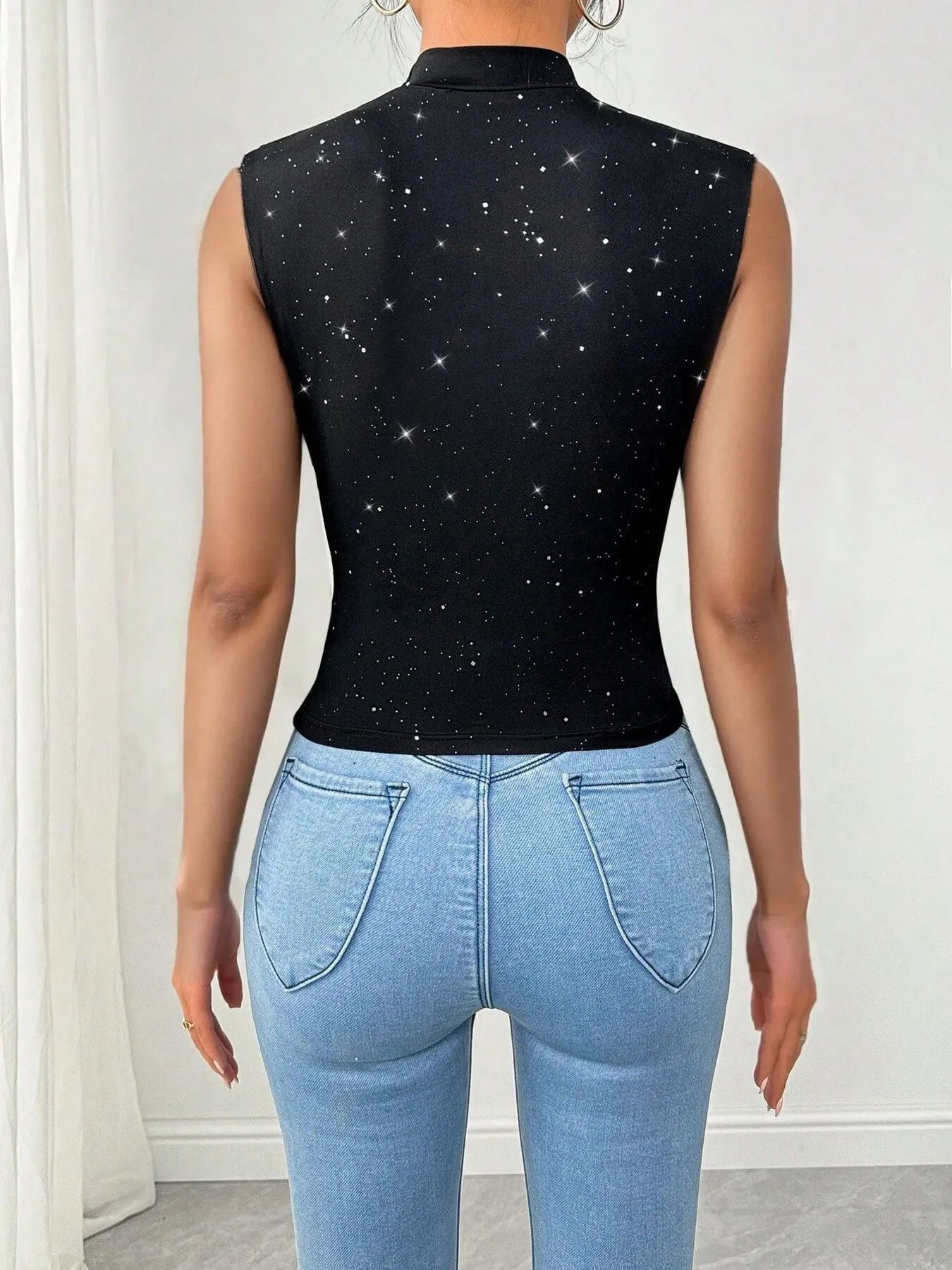 Surplice Sleeveless Slim Blouse OutfitFlow