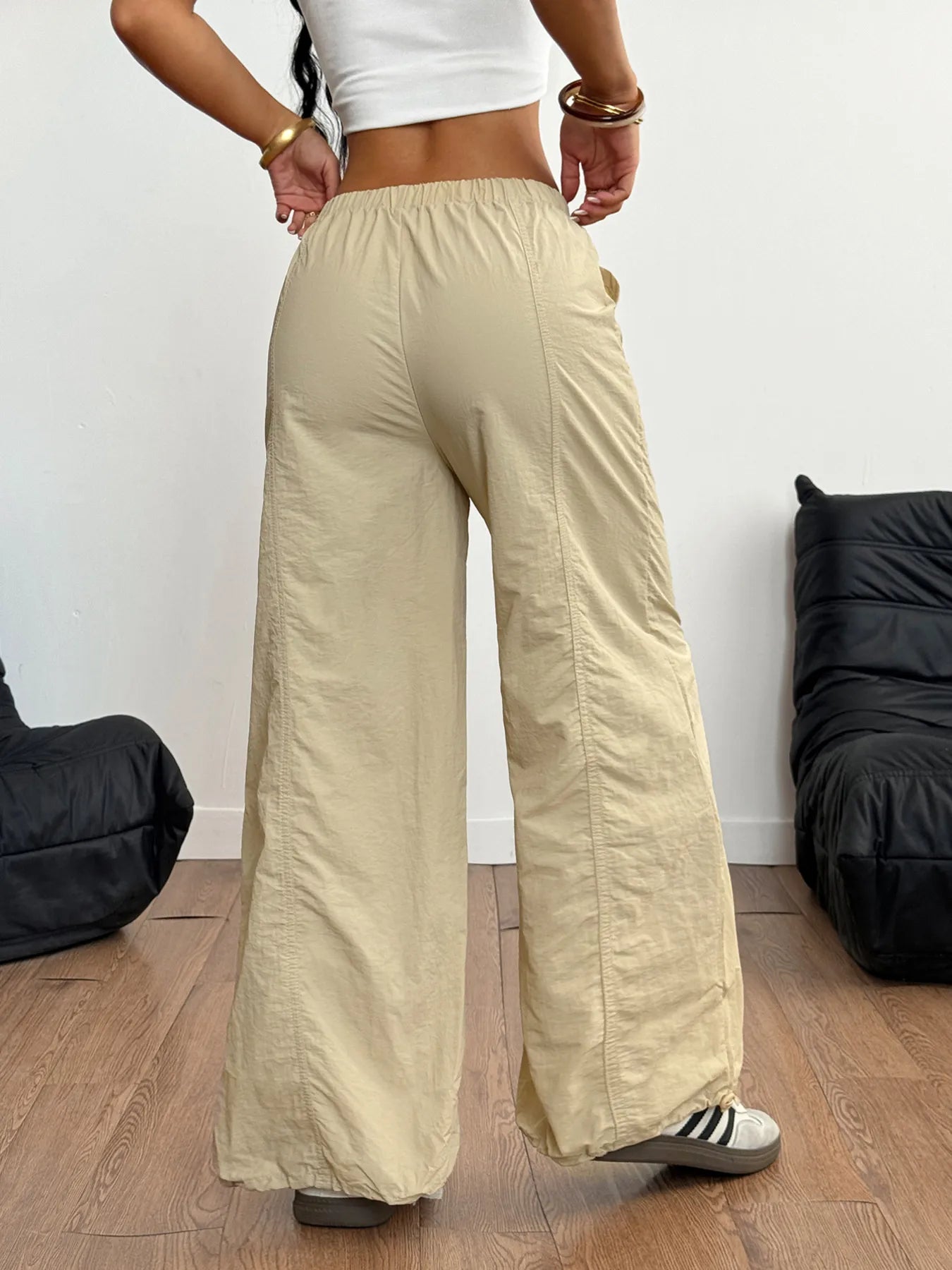 Drawstring Wide Leg Cargo Pants OutfitFlow