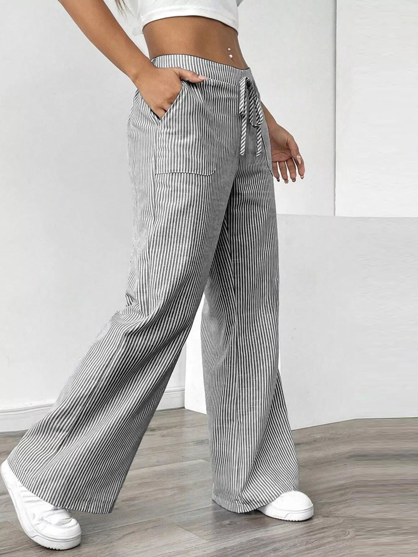 Striped Wide Leg Pants OutfitFlow