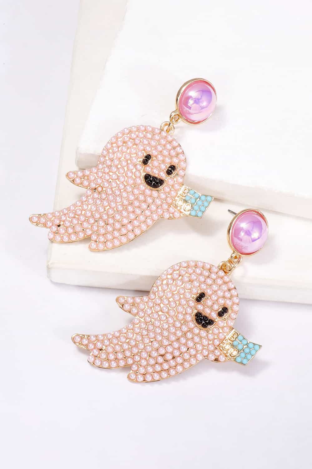 Ghost Shape Synthetic Pearl Dangle Earrings OutfitFlow