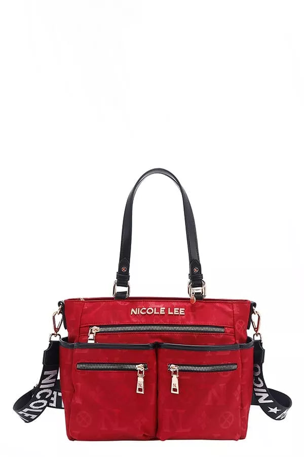 Nicole Lee USA Multi-Compartment Convertible Tote Bag RED One Size Trendsi
