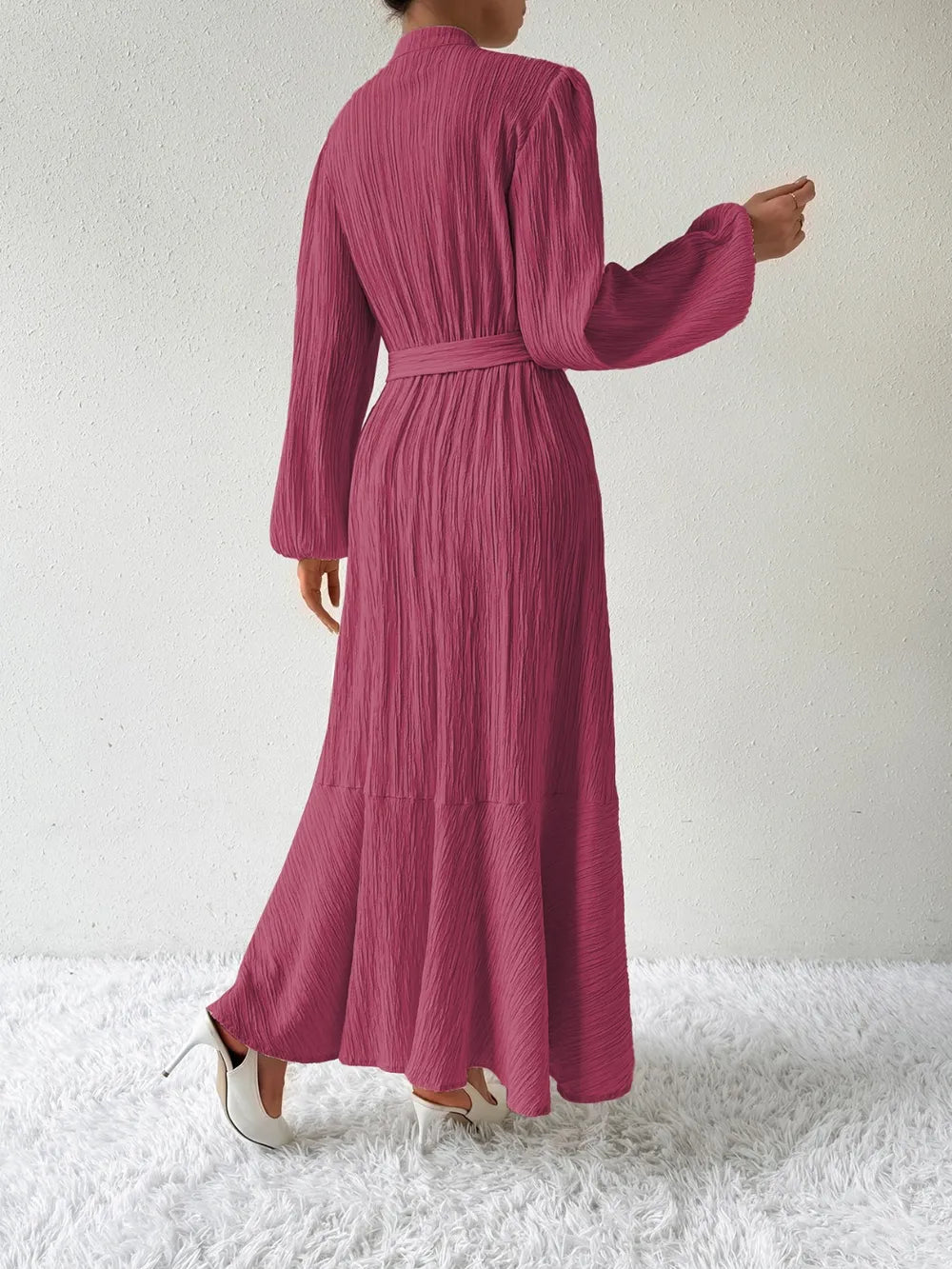 Honey Tie Waist Long Sleeve Dress OutfitFlow