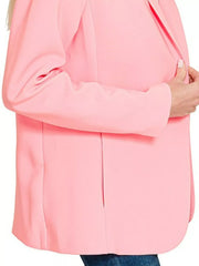 Zenana Woven Long Sleeve Blazer With Lining OutfitFlow