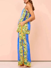 Floral Side Tied Cami and Pants Set OutfitFlow