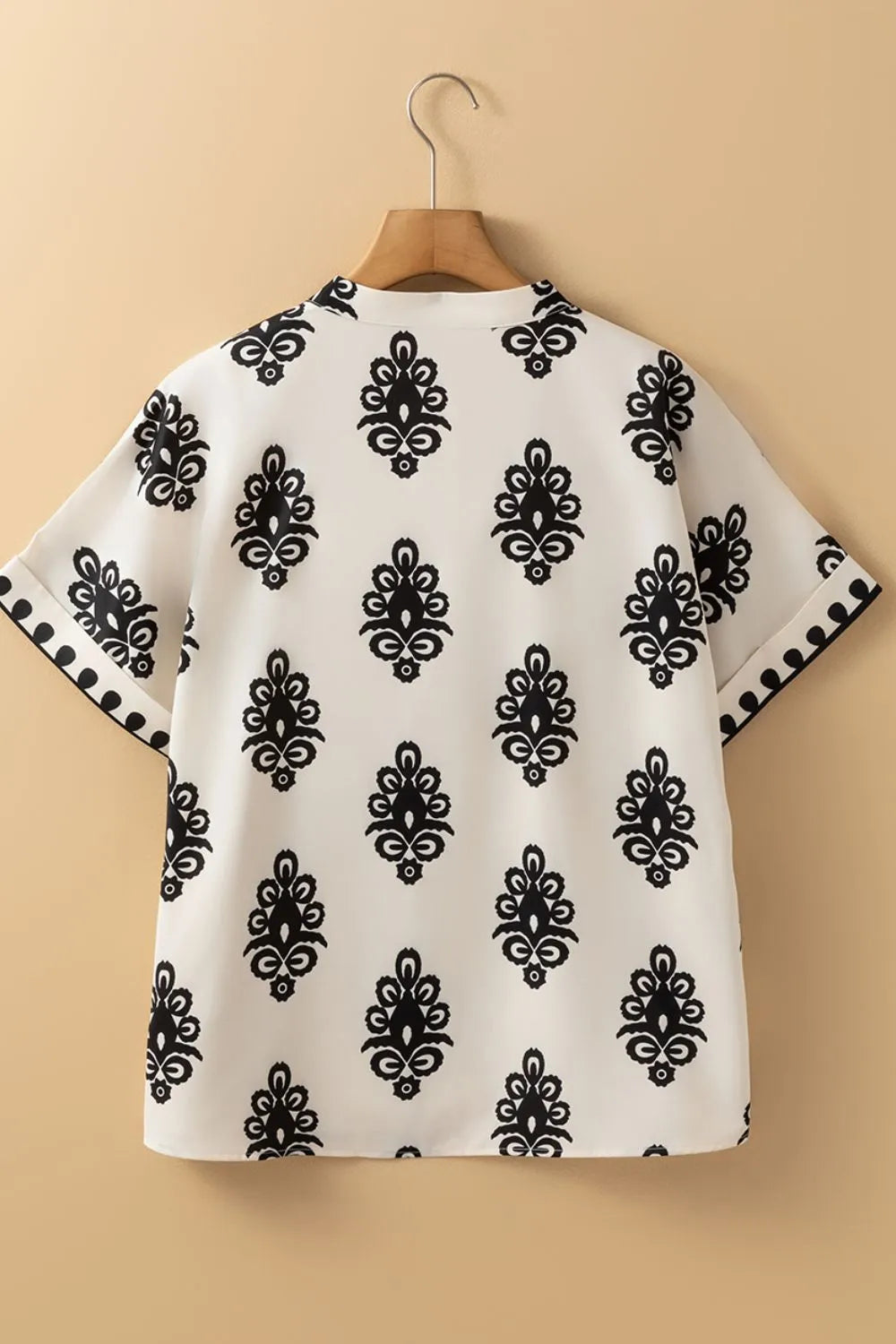Printed Short Sleeve Loose Blouse OutfitFlow