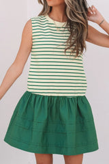 Stripe Woven Sleeveless Mini Dress OutfitFlow