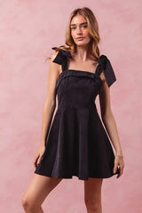 SO ME Fit and Flare Washed Gameday Dress BLACK OutfitFlow