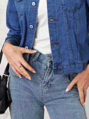 Button Up Long Sleeve Denim Jacket OutfitFlow