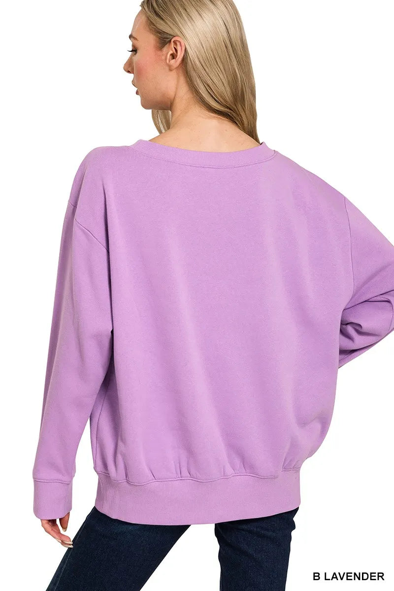 Zenana Fleece Boat Neck Sweatshirt OutfitFlow