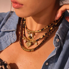Leopard 18K Gold-Plated Necklace OutfitFlow