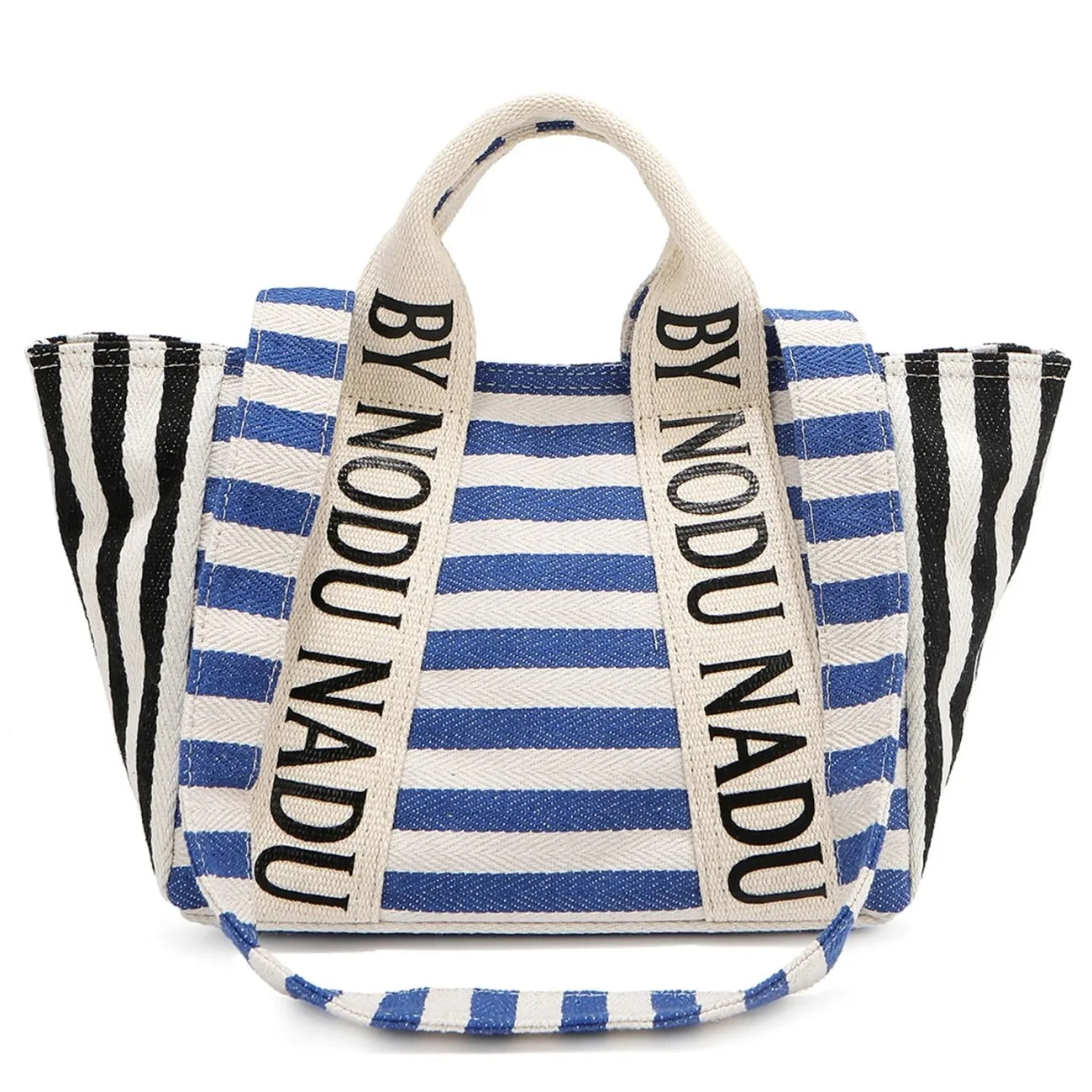 Nicole Lee USA Letter Striped Tote Bag Royal Blue One Size OutfitFlow