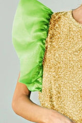 BiBi Mardi Gras Color Block Organza Sleeve Sequin Top OutfitFlow
