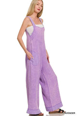 Zenana Double Gauze Washed Wide Leg Overalls OutfitFlow