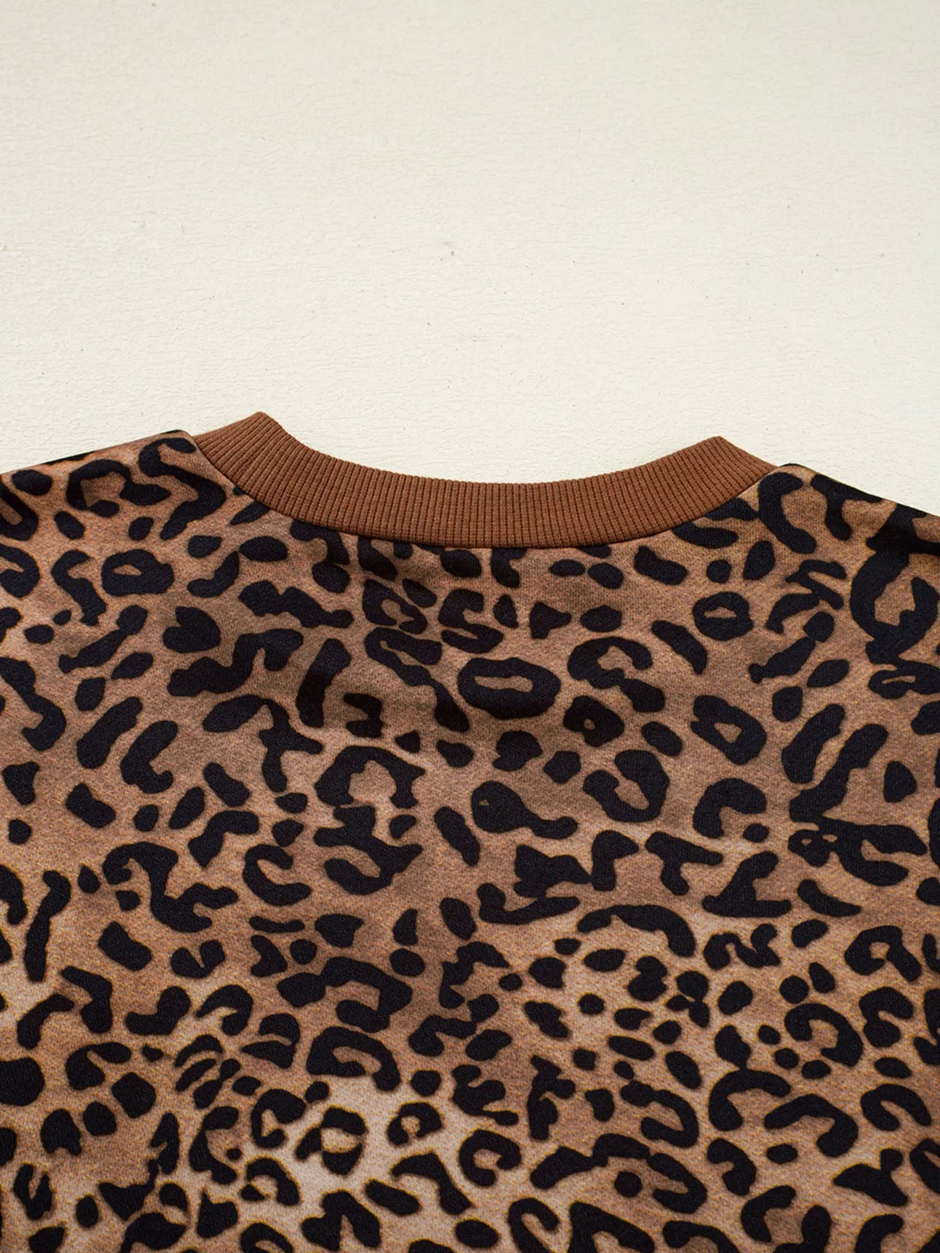 Leopard Print Contrast Trim Long Sleeve Top and Pants Set OutfitFlow