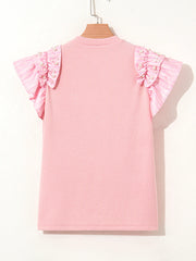 Pearl Embellished Ruffle Sleeve Blouse OutfitFlow