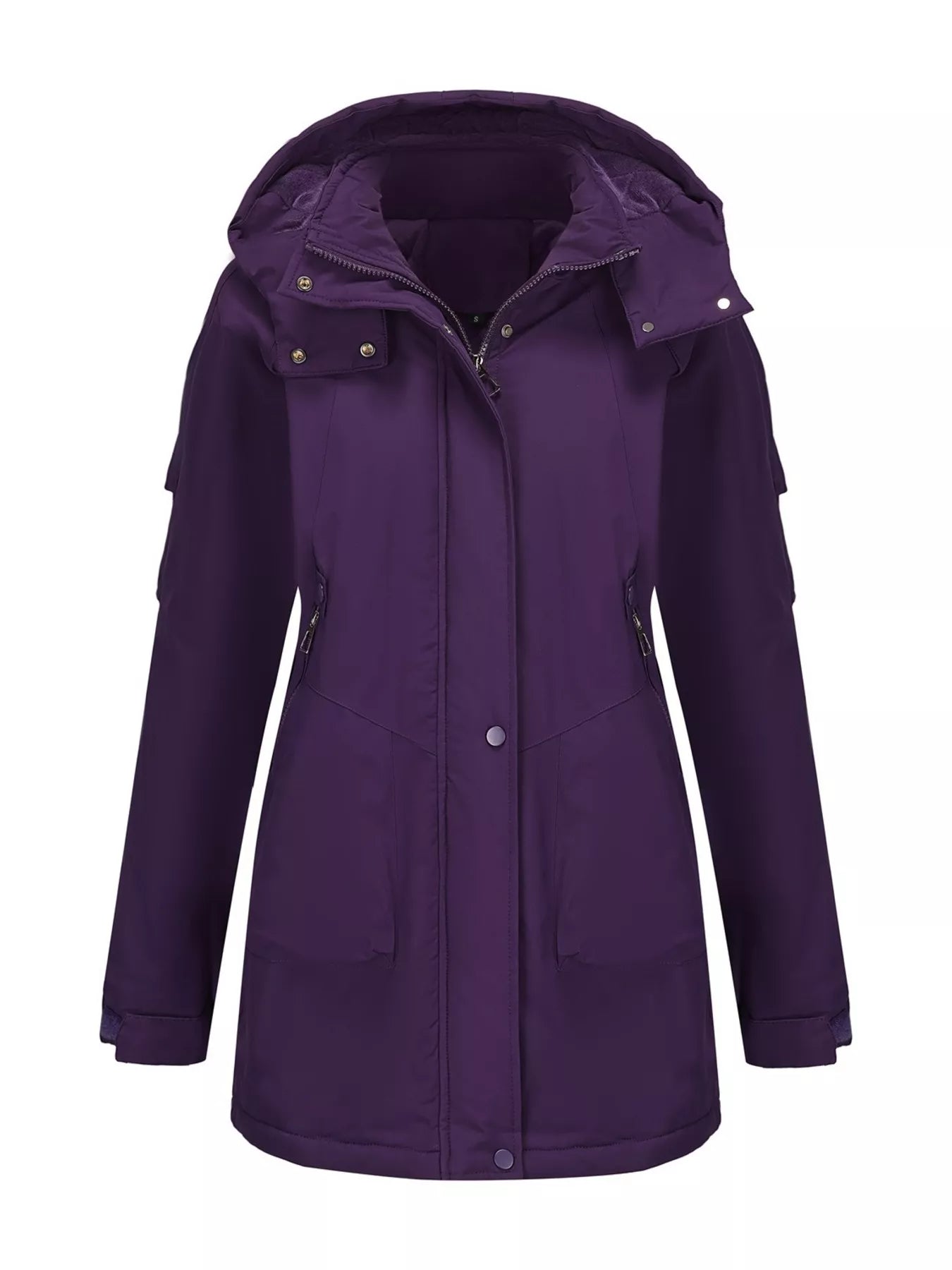 Full Size Hooded Mid-Length Windproof Outerwear Plus Size OutfitFlow