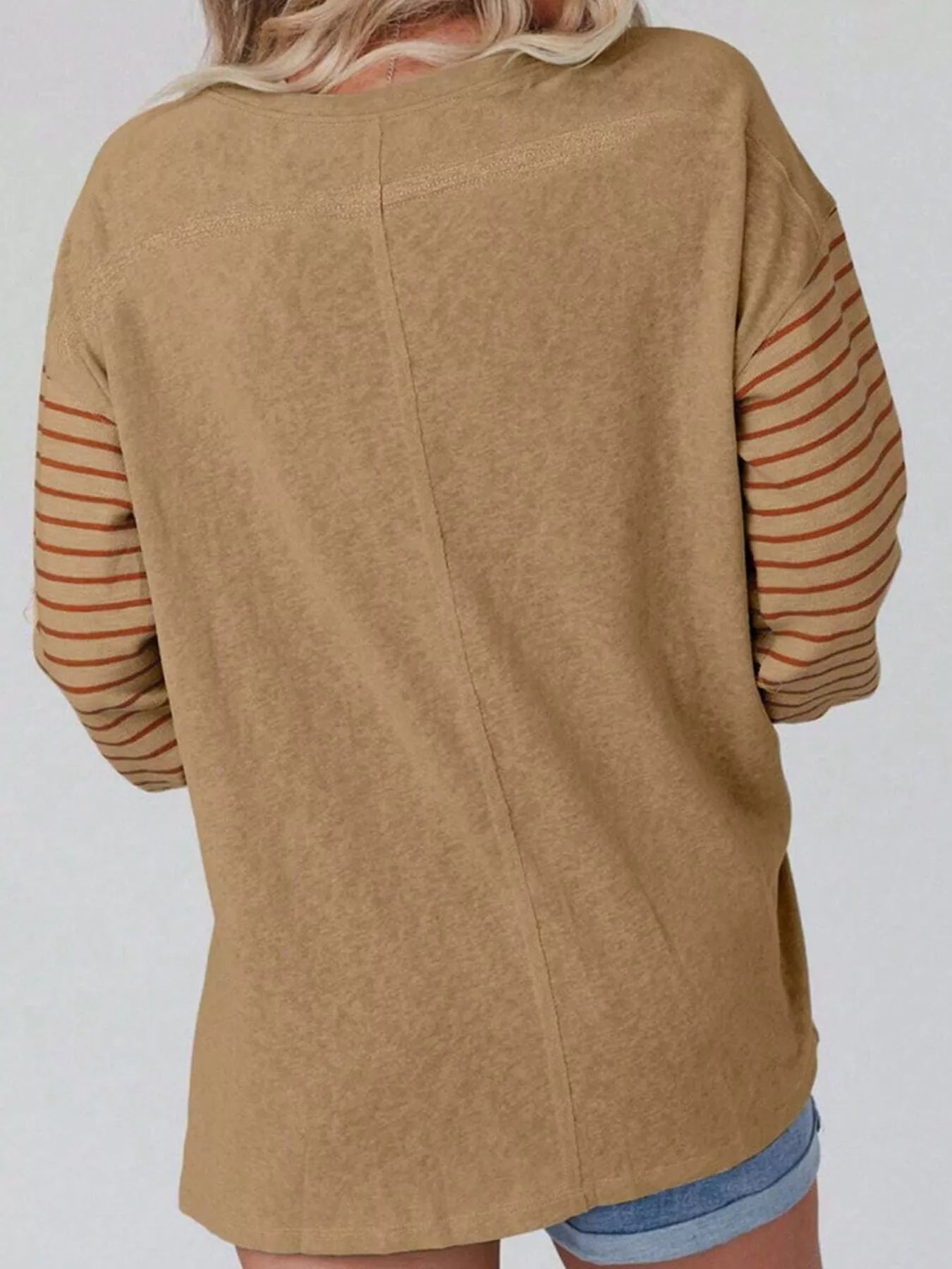 Striped Color Block Long Sleeve T-Shirt OutfitFlow