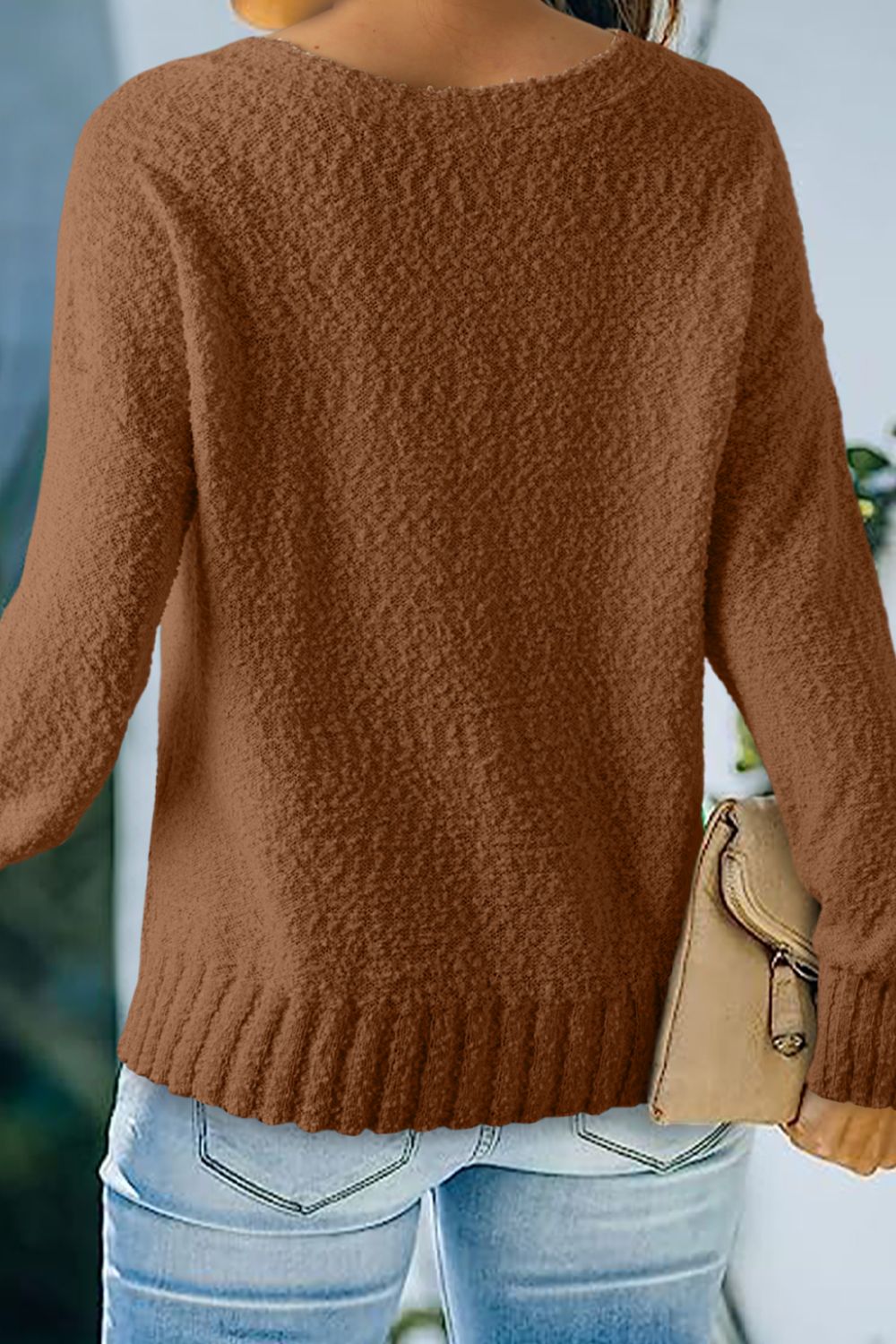 Outfit Flow - V-Neck Dropped Shoulder Sweater