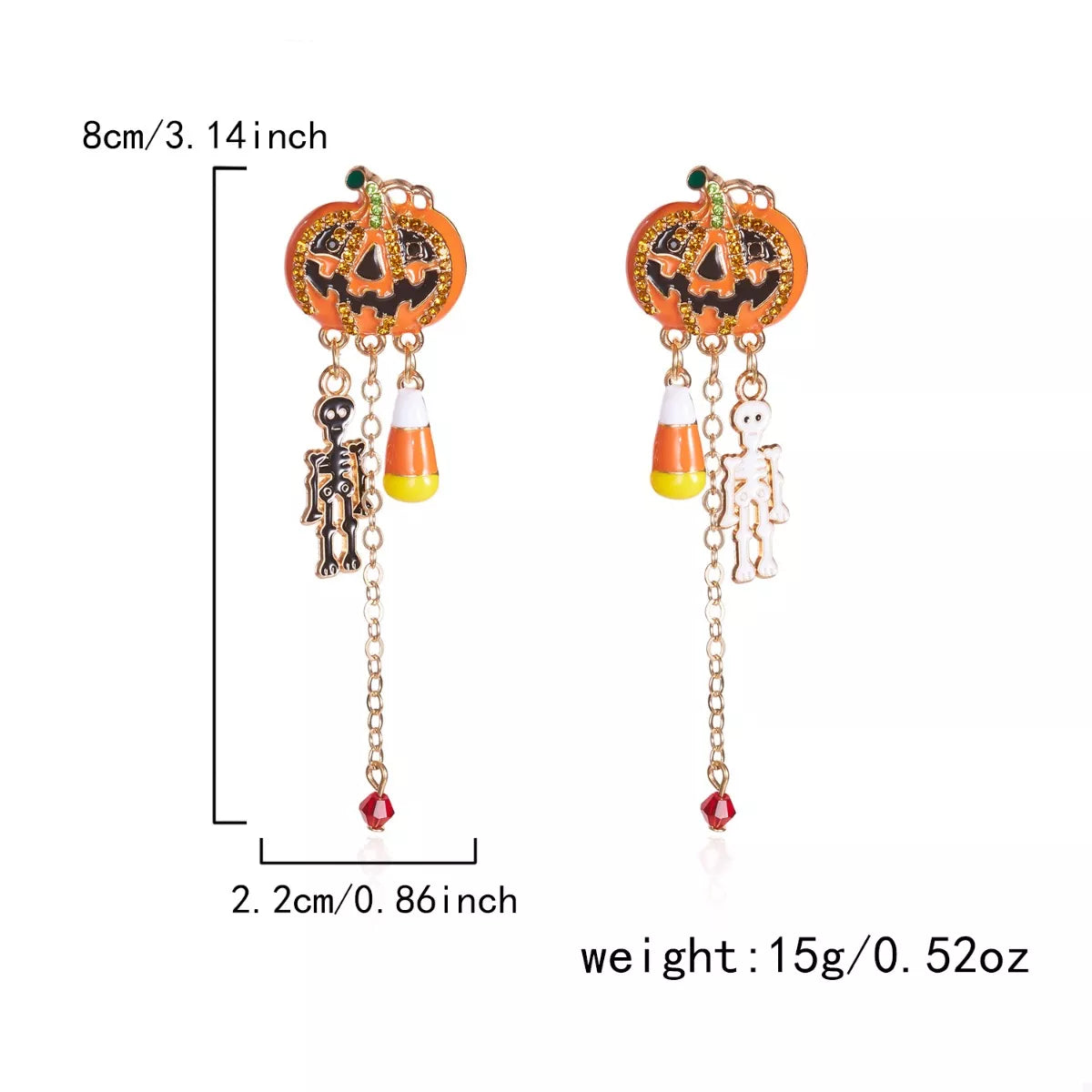 Halloween Pumpkin Drop Chain Earrings OutfitFlow