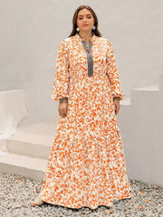 Plus Size Boho Floral Print Maxi Dress OutfitFlow