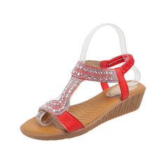 Open Toe Wedge Sandals Red OutfitFlow