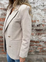 Full Size Double Breasted Long Sleeve Blazer Plus Size OutfitFlow