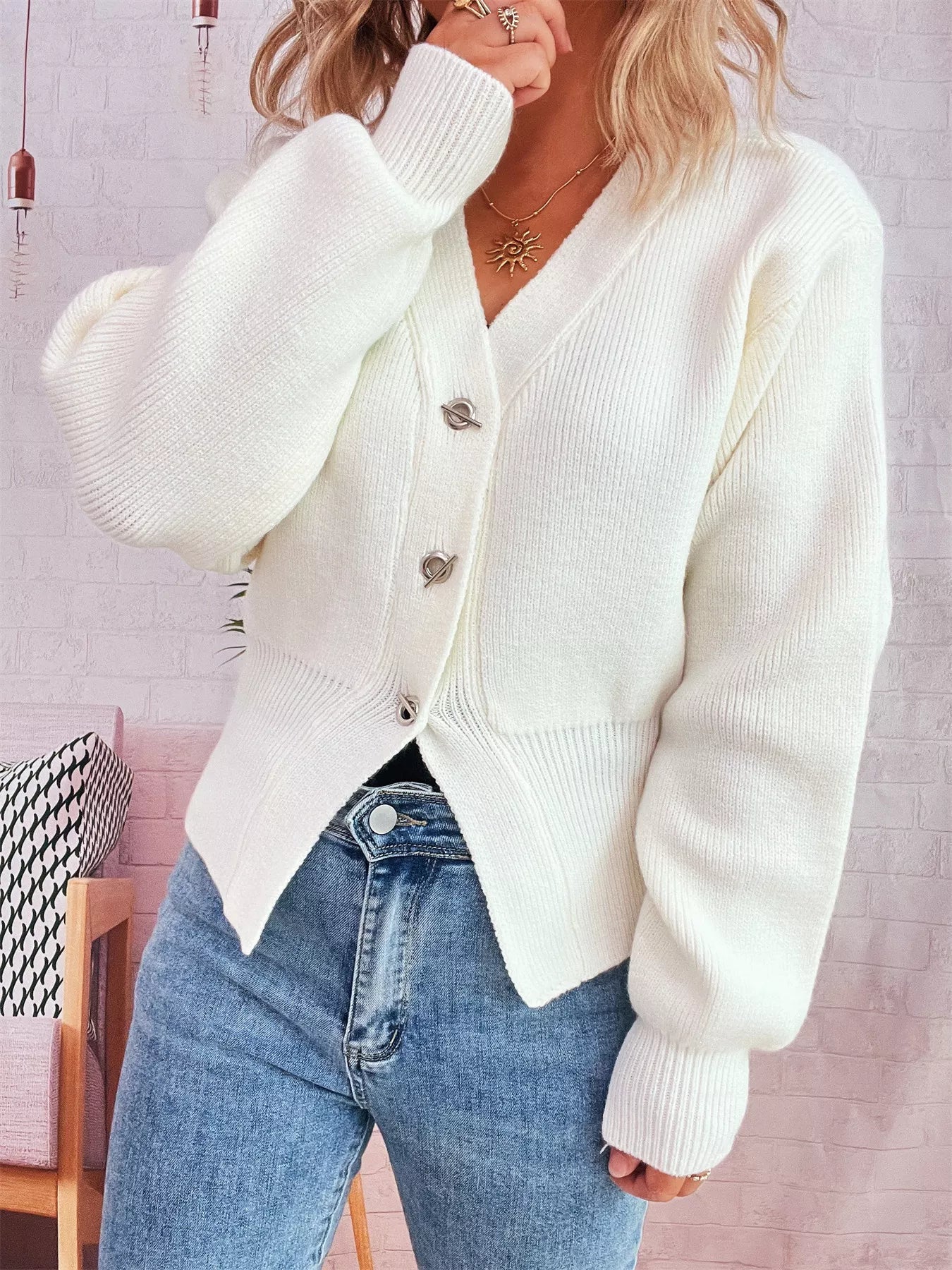 Button Up Long Sleeve Cardigan OutfitFlow