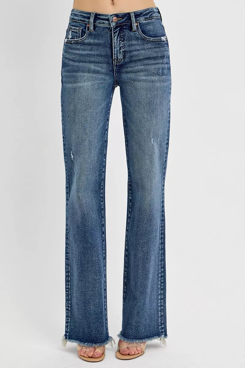 RISEN Full Size Tummy Control High Rise Long Straight Jeans Plus Size OutfitFlow