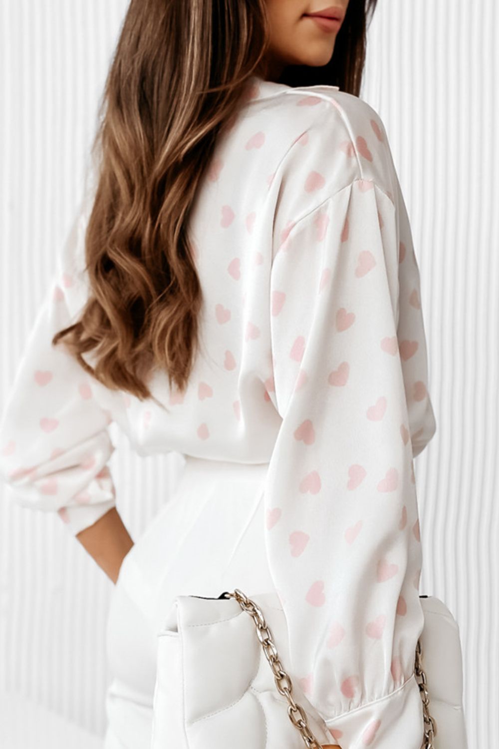 Outfit Flow - Heart Print Collared Neck Long Sleeve Shirt