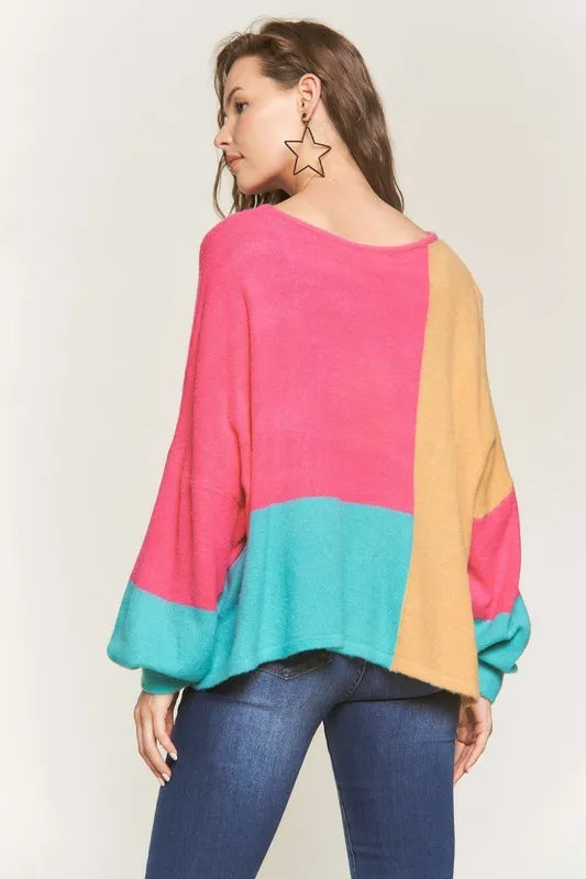 ADORA Loose Fit Colorblock Sweater OutfitFlow