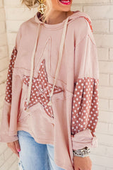 Outfit Flow - Floral Patchwork Star Pattern Drawstring Hoodie