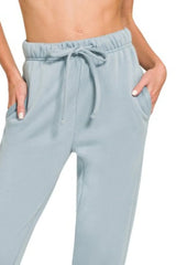 Zenana Fleece Jogger Sweatpants With Pockets OutfitFlow