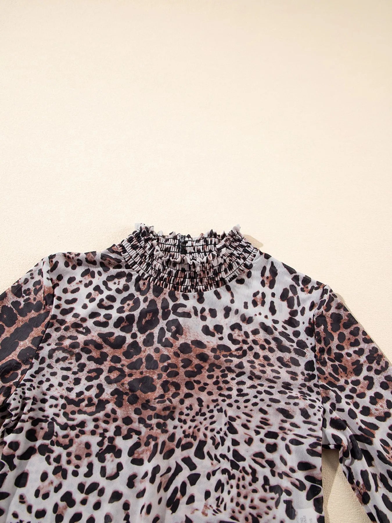 Leopard Print Long Sleeve Mock Neck Bodysuit OutfitFlow