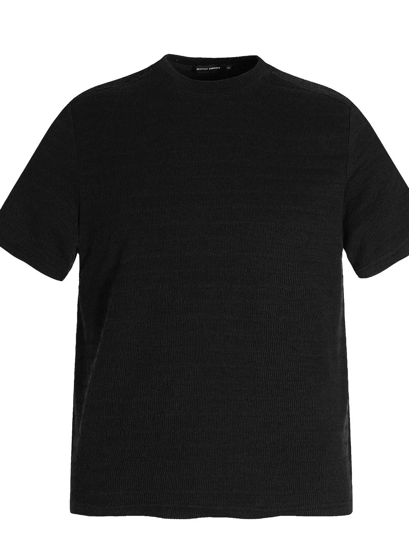 Men's Round Neck Short Sleeve T-Shirt Black OutfitFlow
