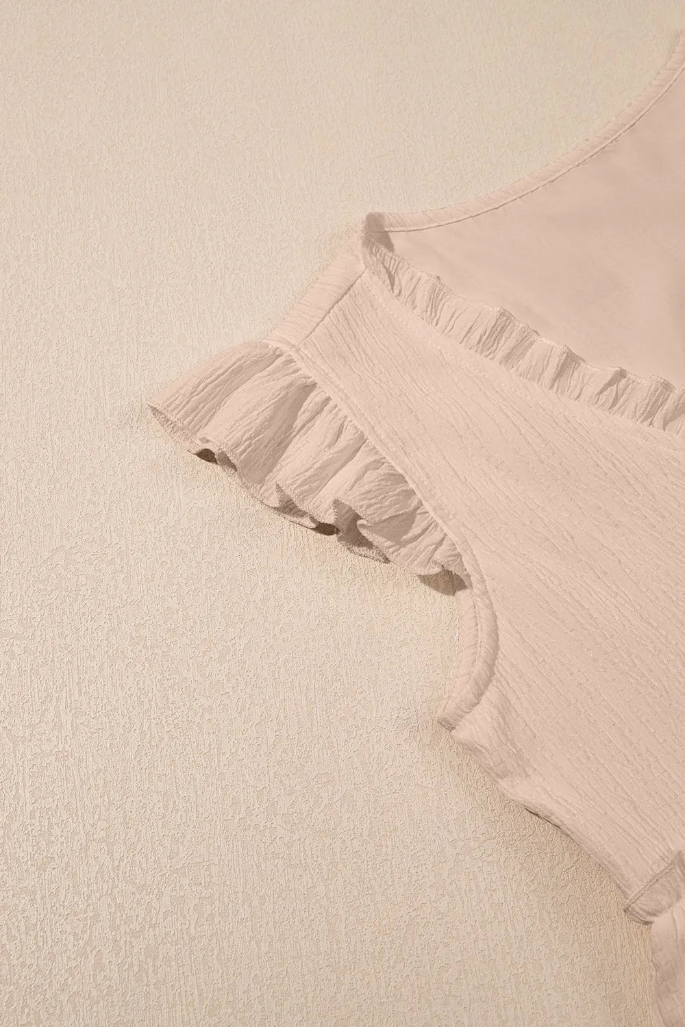 Ruffled Trim V Neck Flutter Flowy Top OutfitFlow