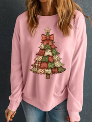 Christmas Tree Graphic Long Sleeve Sweatshirt OutfitFlow