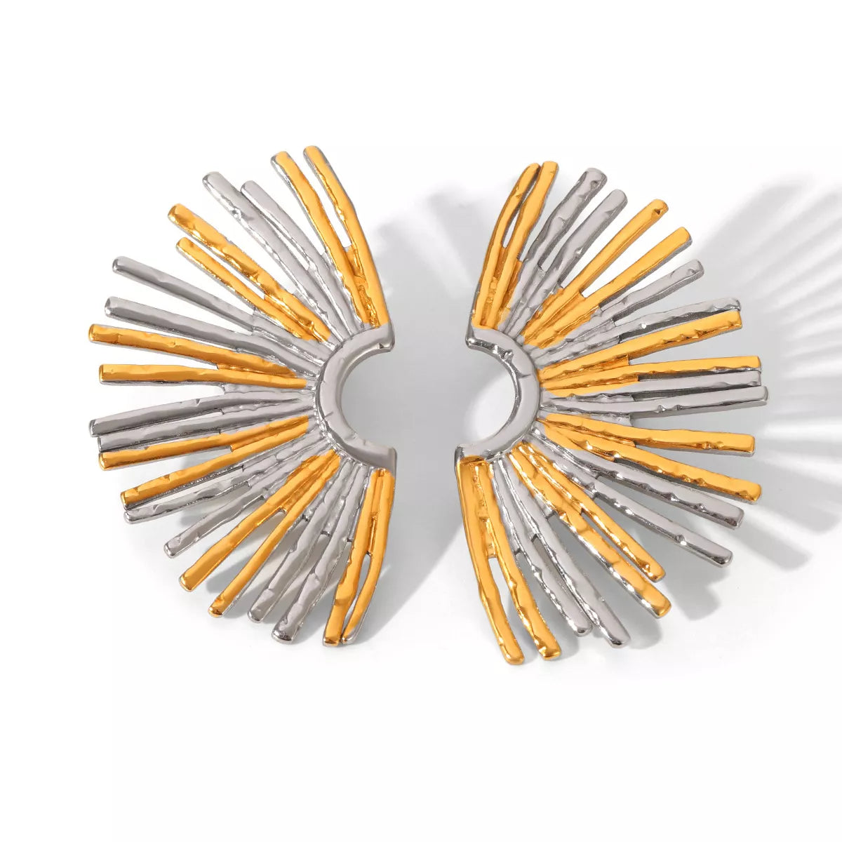 Stainless Steel Fan-Shaped Earrings OutfitFlow