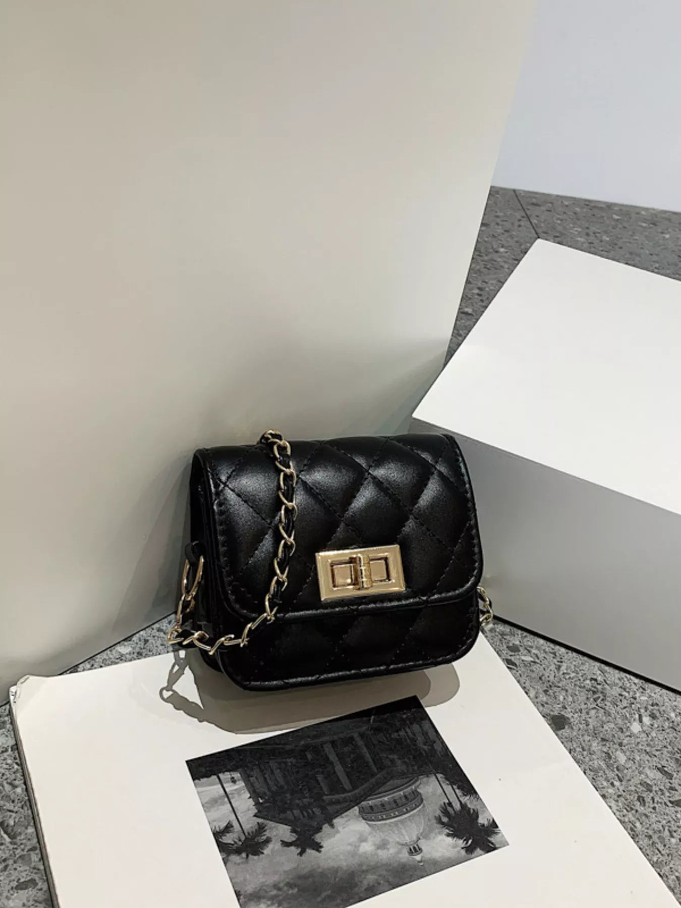 Quilted Chain Strap Crossbody Bag OutfitFlow