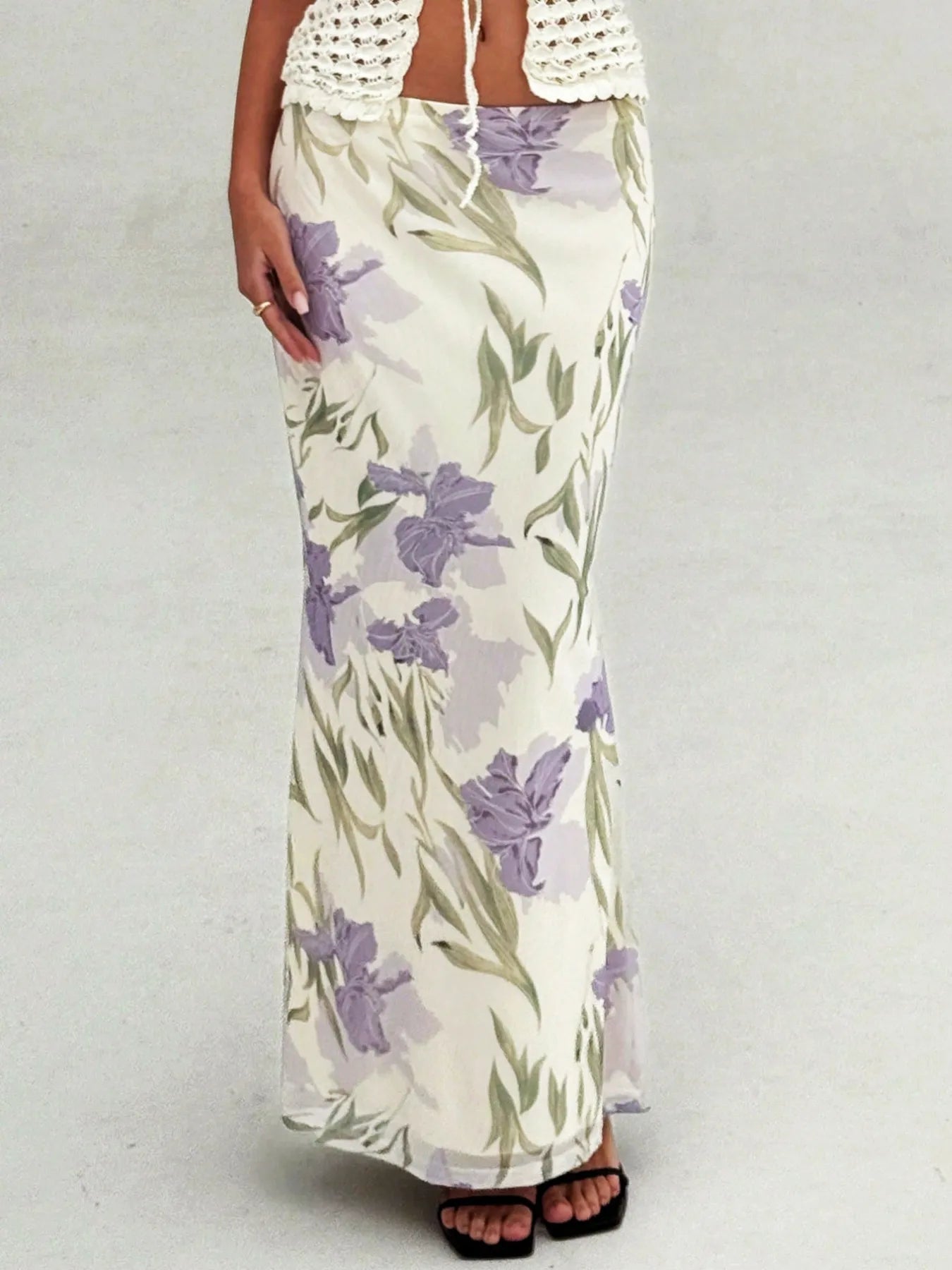 Floral Print Maxi Wrap Skirt OutfitFlow