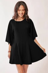 Davi & Dani Solid Draped Sleeve Ties Back Skort Romper OutfitFlow