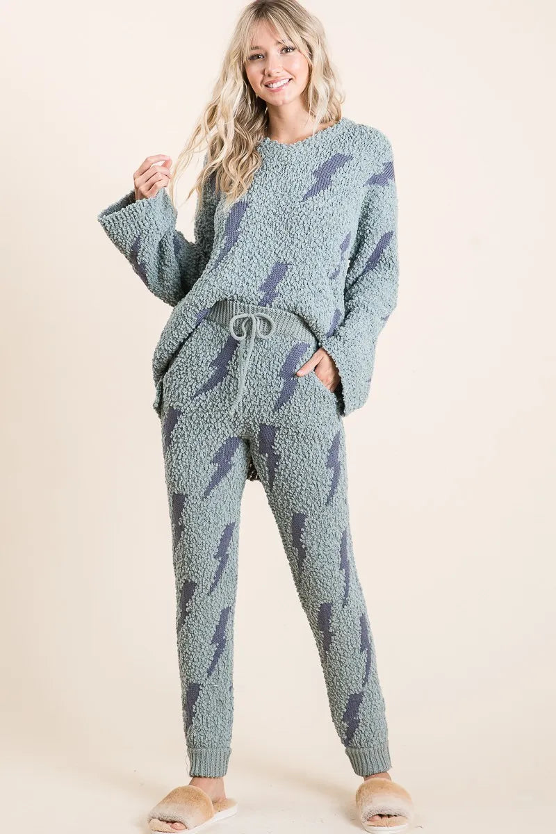 BiBi Cozy Soft Hairy Popcorn Sweater Pants OutfitFlow