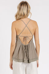 Mittoshop Crisscross Back Lace Detail V-Neck Cami